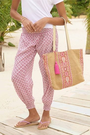 Aspiga Pink Aruba Jute Beach Bag