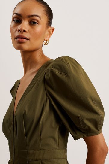 Buy Ted Baker Green Ledra Puff Sleeve Midi Dress from Next Bahrain