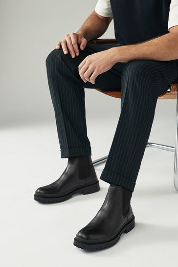 Black cleated chelsea boots store