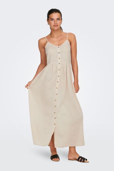 Buy ONLY Linen Blend Cami Button Front Midi Dress from Next Bahrain
