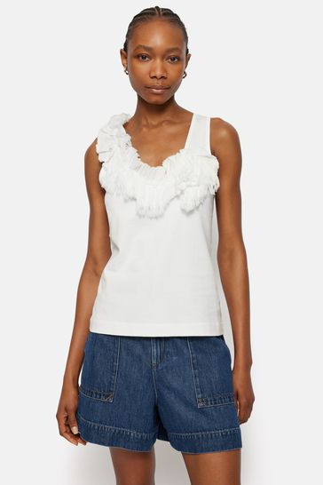 Jigsaw Ruffle Trim Jersey Top