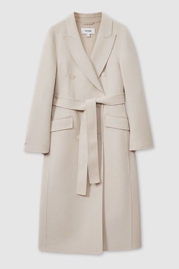 Buy Reiss Neutral Maeve Petite Wool Blend Double Breasted Blindseam Trench Coat from Next Bahrain