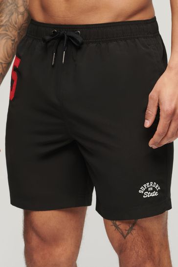 Superdry Black Recycled Polo 17 Inch Swim Shorts