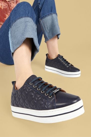 Jones Bootmaker Blue Alexandrite Leather Quilted Trainers