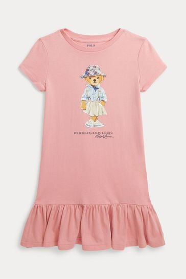 Buy Polo Ralph Lauren Girl Pink Polo Bear 100 Cotton Jersey T Shirt Dress from Next Turkey