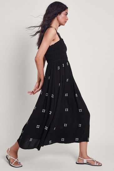 Monsoon Black Briar Embroidered Dress