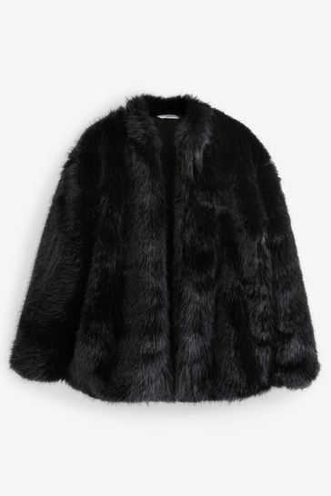Buy Black Faux Fur Coat from Next Bahrain