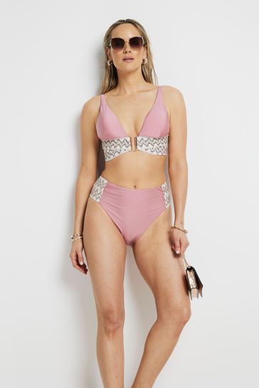 River Island Pink Elastic High Waisted Bikini Briefs