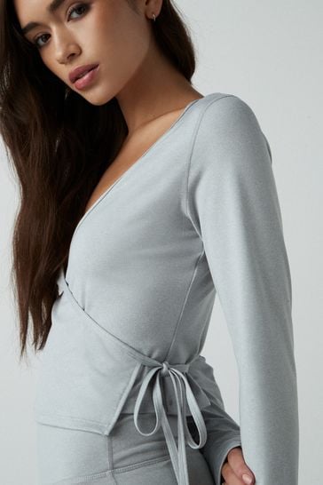 Grey Yoga Wrap Top