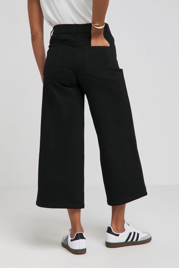 Buy Simply Be Black 24 7 Cropped Wide Leg Jeans from Next Malta