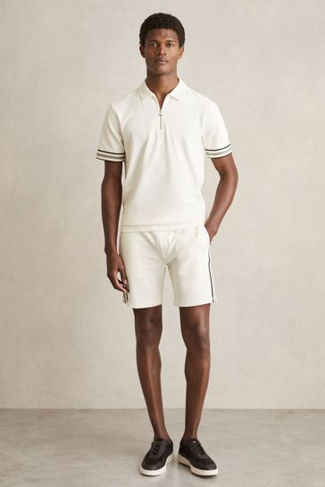 Buy Reiss Bristol Textured Contrast Trim Half Zip Polo Shirt from Next Turkey