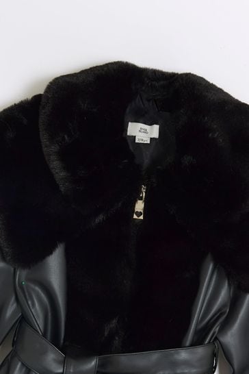 Buy River Island Girls Faux Fur Leather Wrap Coat from Next Turkey