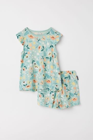 Polarn O. Pyret Blue Organic Cotton Floral Print Pyjamas