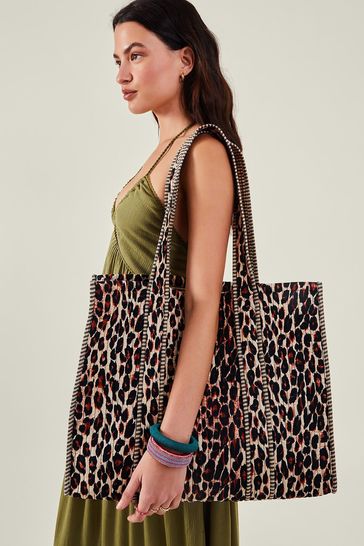 Buy Accessorize Leopard Print Quilted Shopper 100 Cotton Bag from Next Bahrain