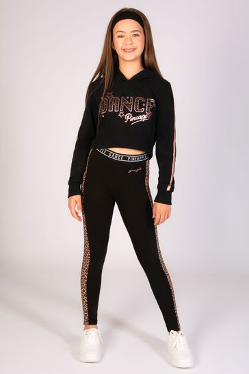 Pineapple Black Dance Girls Crop Hoodie
