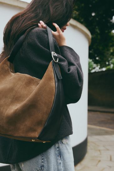 Buy Tan Brown Suede Contrast Shoulder Bag from Next Turkey