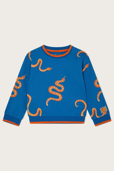 Monsoon Blue Snakes Ribbed Sweatshirt