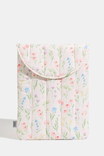 Skinnydip Cream Wildflower Padded Line Laptop Case