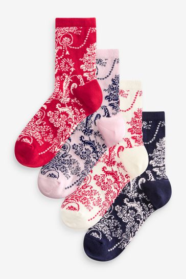 Buy Laura Ashley Red Josette 4 Pack Socks from Next Bahrain