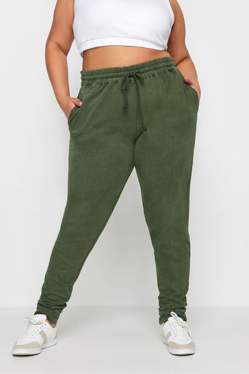 Yours Curve Green YOURS Curve Forest Green Acid Wash Joggers