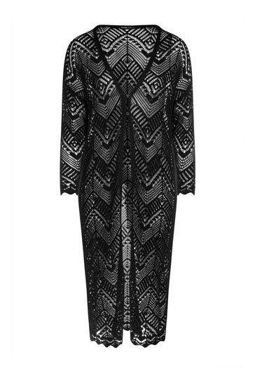 Buy Yours Curve Black Maxi Crochet Cardigan from Next Bahrain