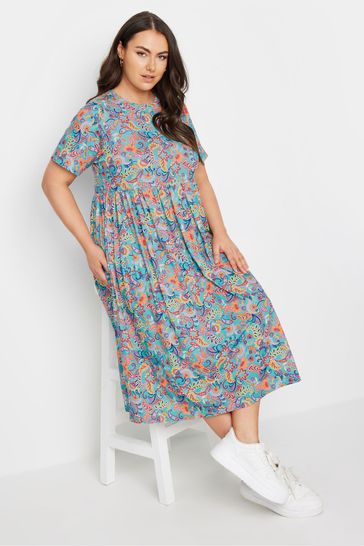 Yours Curve Blue Throw On Smock Dress