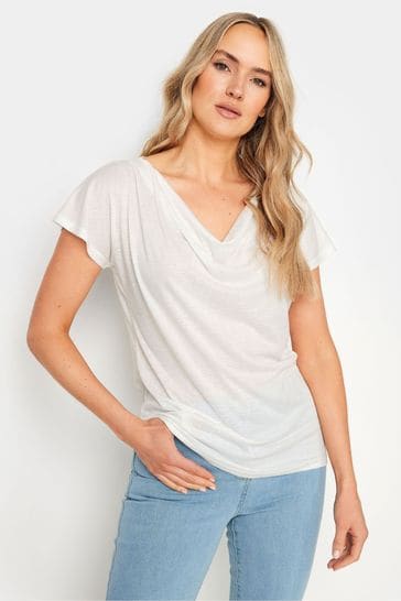 Long Tall Sally White Textured Cowl Neck Top