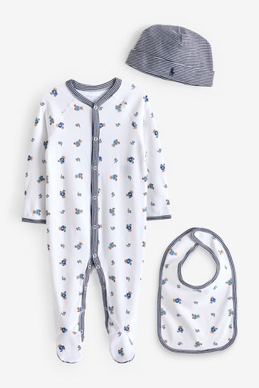 Buy Polo Ralph Lauren Baby Boy Navy Polo Bear 100 Cotton 3Piece Gift Set from Next Denmark