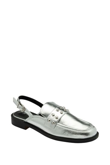 Ravel Silver Flat Slingback Loafers