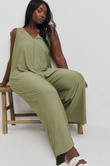 Buy Simply Be Green Textured Jersey Jumpsuit from Next Bahrain