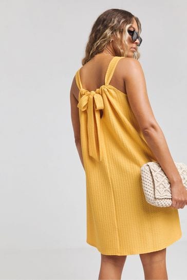 Simply Be Yellow Textured Jersey Smock Dress