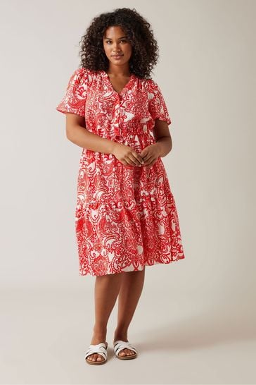 Buy Evans Red Paisley Print Short Shirt Dress from Next Ireland