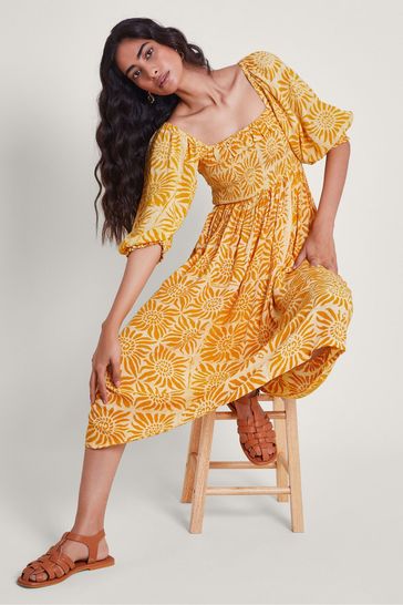 Monsoon Orange Sunny Batik Dye Dress