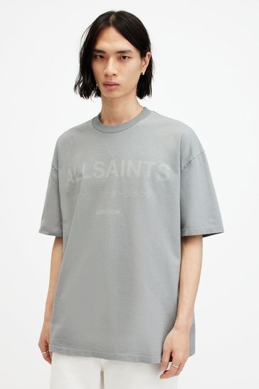 AllSaints Grey Laser Shortsleeve Crew Neck T-Shirt