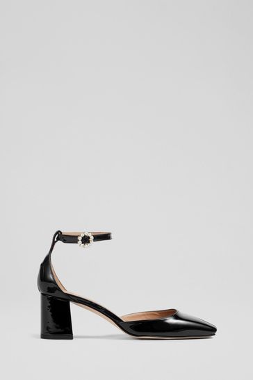 LK Bennett Darling Pearl Buckle Patent Leather D'orsay Courts