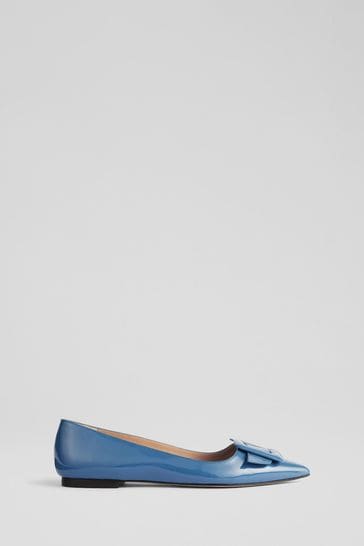 LK Bennett Devon Covered Buckle Patent Leather Flats