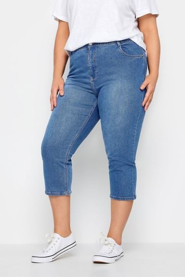 Evans Blue Mid Wash Cropped Jeans