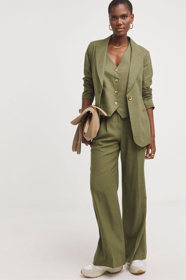 Buy JD Williams Green Linen Single Breasted Blazer from Next Ireland
