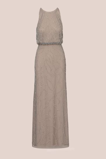 Buy Adrianna Papell Silver Bead Halter Blouson Dress from Next Austria