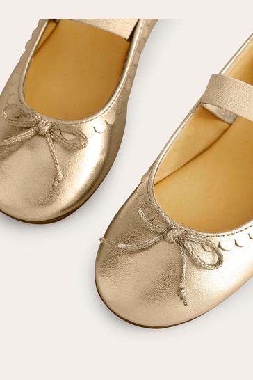 Buy Boden Gold Leather Ballet Flats from Next Canada