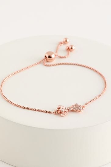 Ted Baker Pink BARSET: Crystal Bow Adjustable Bracelet