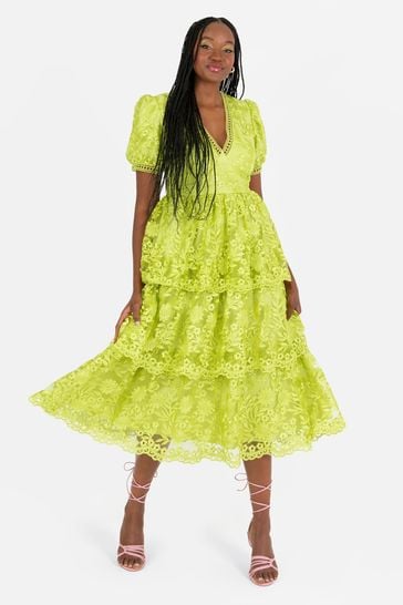 Lovedrobe Tiered Lace Midi Dress