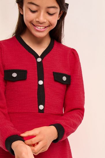 Buy Lipsy Red Long Sleeve Boucle Dress 5 16yrs from Next Denmark