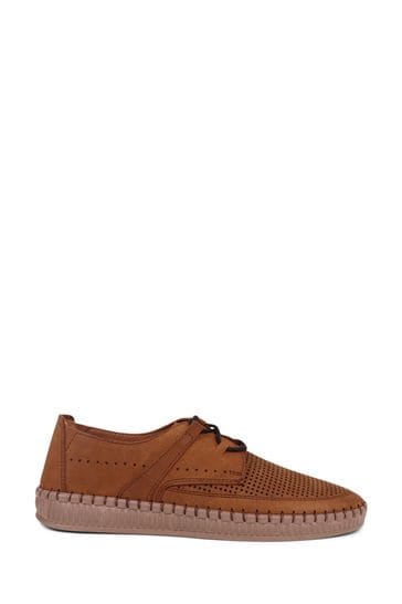 Pavers Lace-Up Leather Brown Shoes