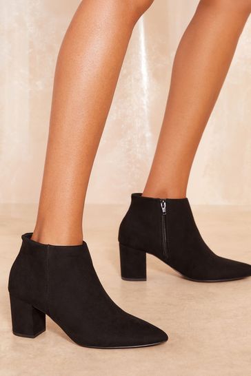 Buy Friends Like These Mid Block Heel Pointed Faux Suede Ankle Boots from Next Bahrain