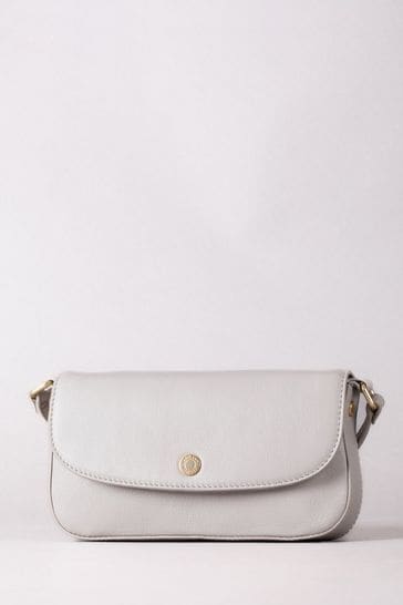 Lakeland Leather Grey Tarnbeck Small Leather Flapover Cross-Body Bag