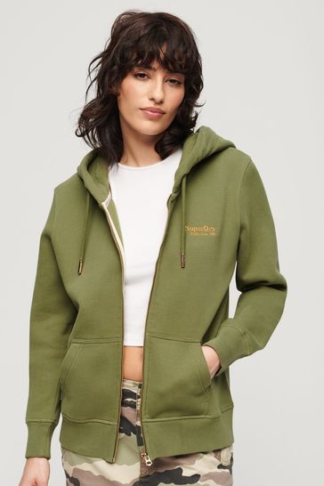 Khaki zip hoodie clearance