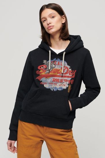 Superdry Black Tokyo Vintage Logo Graphic Hoodie