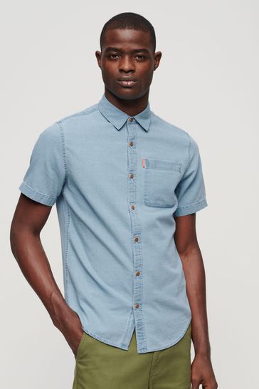 Superdry Blue Vintage Loom Short Sleeve Shirt