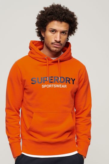 Superdry Orange Loose Fit Sportswear Logo Hoodie